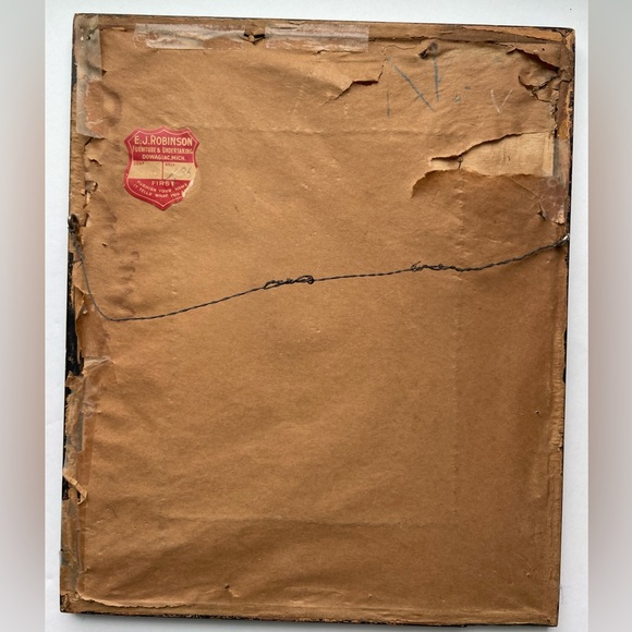 Vintage crewel green and brown tree framed art. - Picture 6 of 7